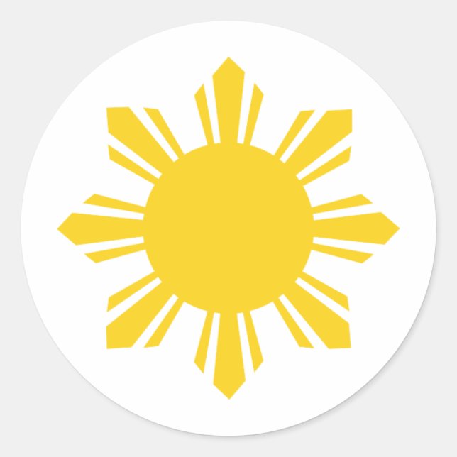 Pegatina Redonda Sol filipino, sol de Pinoy, sol filipino (Anverso)