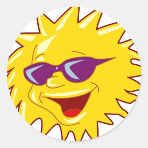 Pegatina Redonda Sol Guay con gafas de sol