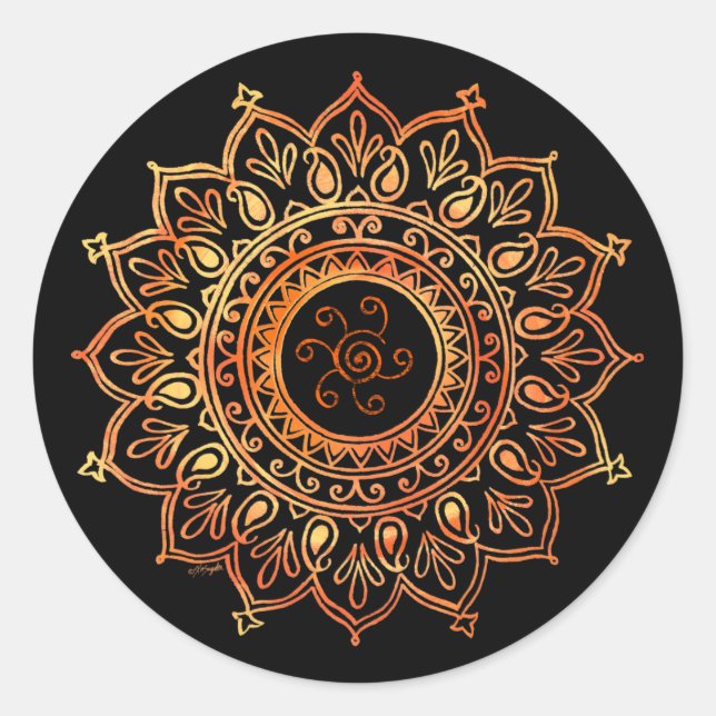 Pegatina Redonda Sol indio decorativo (Anverso)