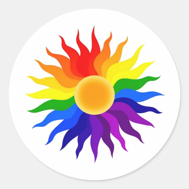 Pegatina Redonda Sol Radiante – Arte Orgullo (Anverso)