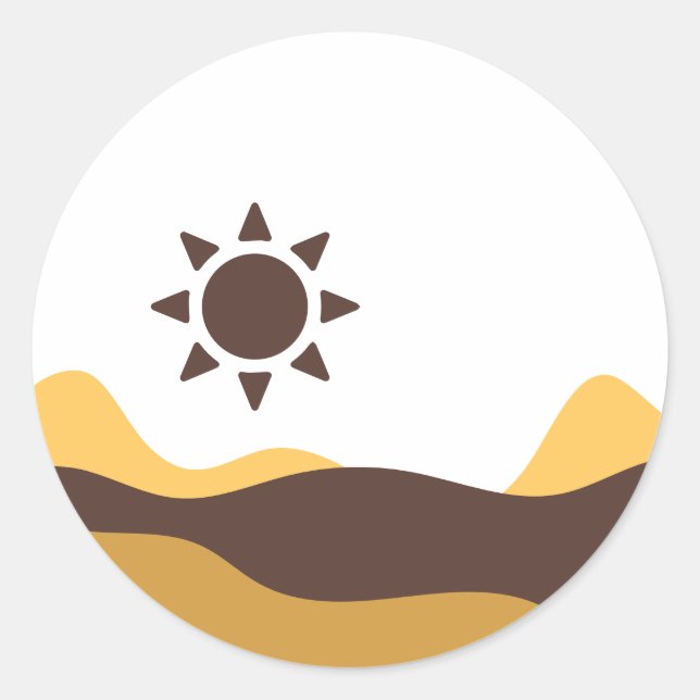 Pegatina Redonda Sol Retro Boho (Anverso)