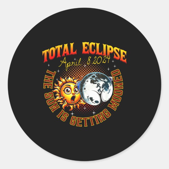 Pegatina Redonda Sol siendo eclipsado Eclipse Solar Total (Anverso)