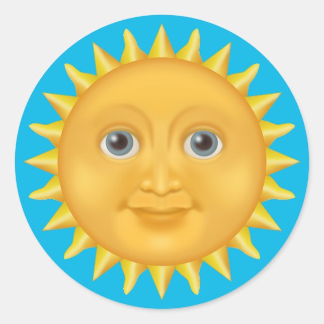 Pegatina Redonda Sol sonriente (Anverso)