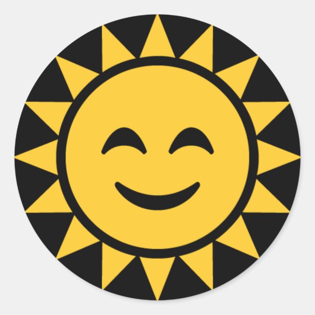 Pegatina Redonda Sol sonriente (Anverso)