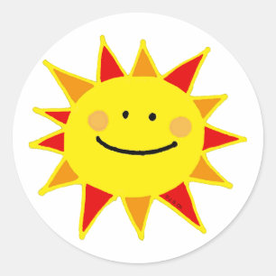 Pegatina Redonda Sol sonriente