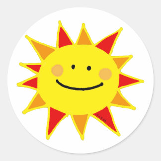 Pegatina Redonda Sol sonriente
