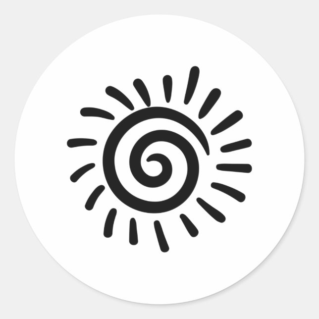 Pegatina Redonda Sol tribal (Anverso)