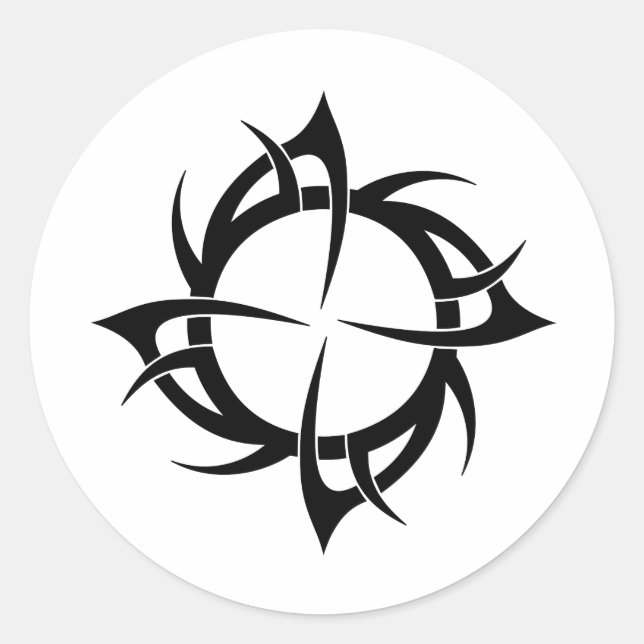Pegatina Redonda sol tribal (Anverso)