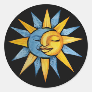 Pegatina Redonda Sol y Luna