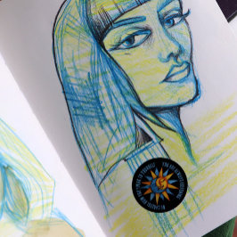 Pegatina Redonda Sol y Luna