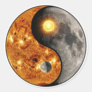Pegatina Redonda Sol y Luna Celestiales Yin Yang
