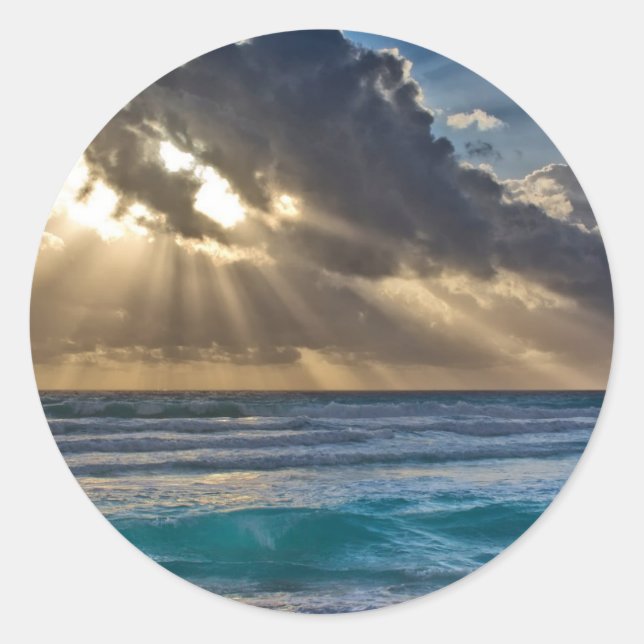 Pegatina Redonda Sol y nubes (Anverso)