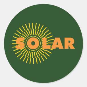Pegatina Redonda Solar Power Sun