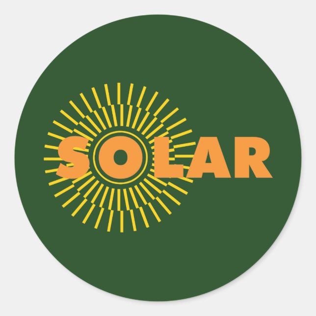 Pegatina Redonda Solar Power Sun (Anverso)