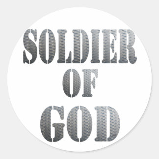 Pegatina Redonda Soldado de Dios 5 Métal