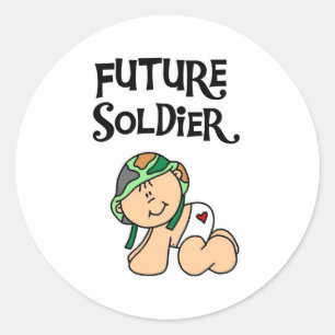 Pegatina Redonda Soldado del futuro del bebé