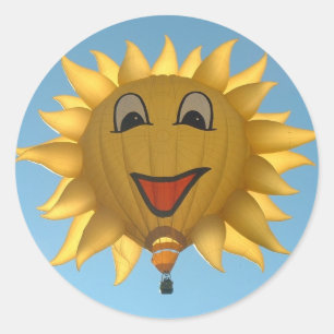 Pegatina Redonda Soleado en globo