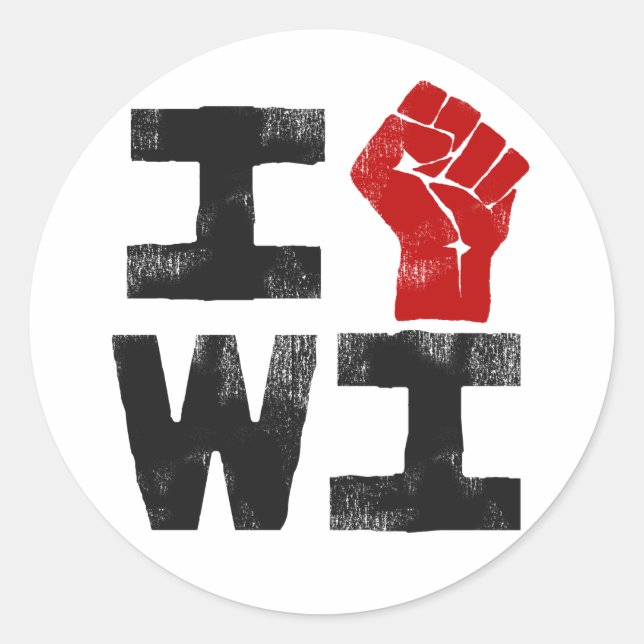 Pegatina Redonda Solidaridad de Wisconsin (Anverso)