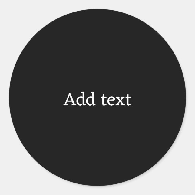 Pegatina Redonda Sólido negro con plantilla de texto blanco (Anverso)