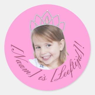 Pegatina Redonda Solido Rosa Princesas Foto Sticker
