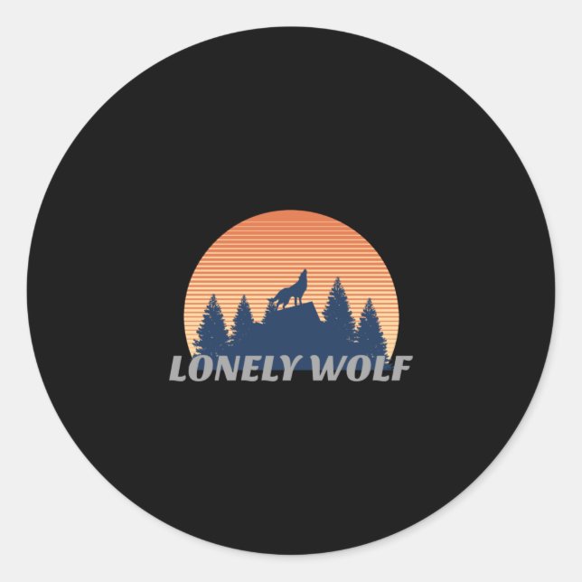 Pegatina Redonda Soliely Wolf Awesome Howled Fade Sunset Silhouette (Anverso)