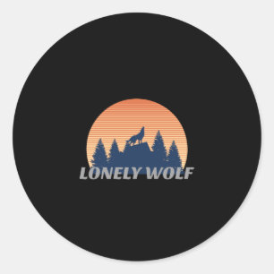 Pegatina Redonda Soliely Wolf Awesome Howled Fade Sunset Silhouette