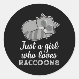 Pegatina Redonda Solo A Quien Le Encanta Raccoon