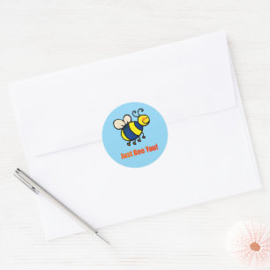 Pegatina Redonda Sólo Abeja Feliz Personalizado Bee