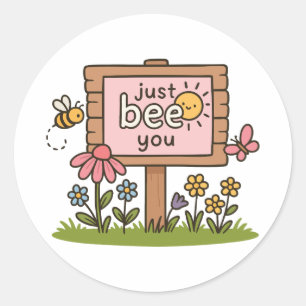 Pegatina Redonda Sólo Abejas Tu Rótulo De Abeja Motivación positi