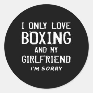 Pegatina Redonda Solo Amo El Boxeo Y Mi Novia Boxer Boyfrie