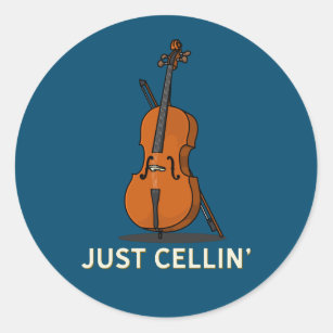 Pegatina Redonda Sólo Cellin Cello Print