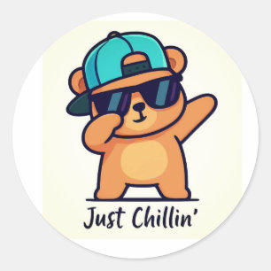 Pegatina Redonda Solo Chillin' - Guay Dab Bear
