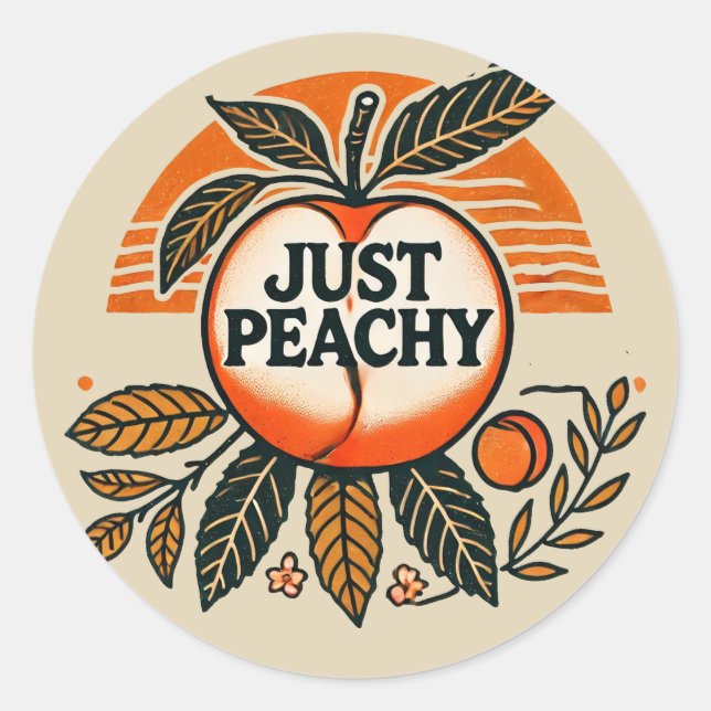 Pegatina Redonda Solo duraznos de Peachy (Anverso)