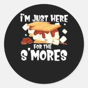 Pegatina Redonda Sólo estoy aquí para el campamento S'Mores de Smor