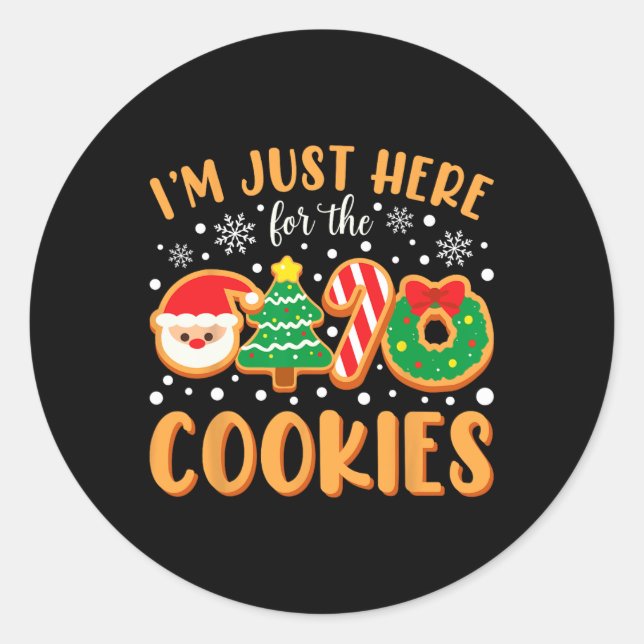 Pegatina Redonda Solo estoy aquí para el gracioso meme de Navidad d (Anverso)