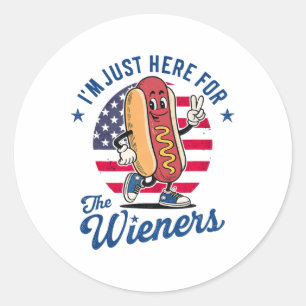 Pegatina Redonda Sólo estoy aquí para la campaña de Wieners Patriot