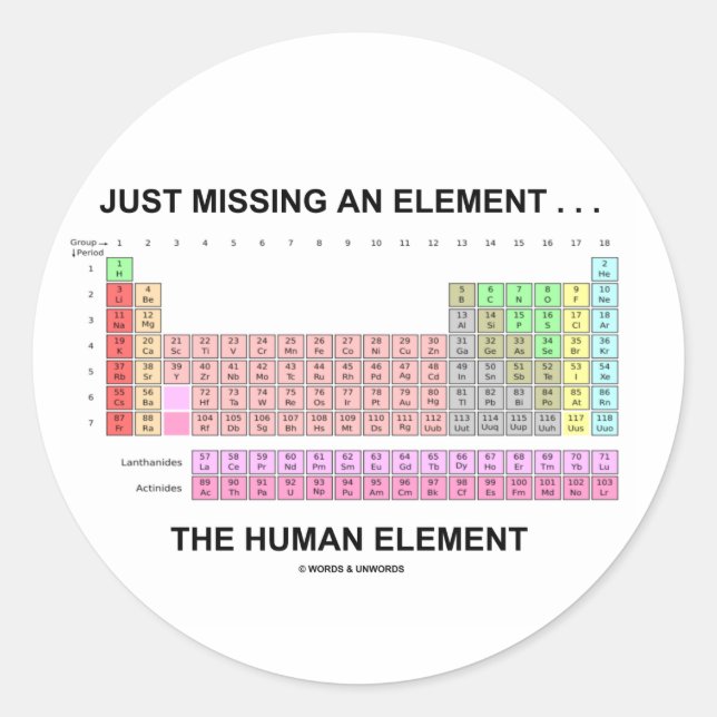 Pegatina Redonda Sólo Falta Un Elemento... El elemento humano (Anverso)