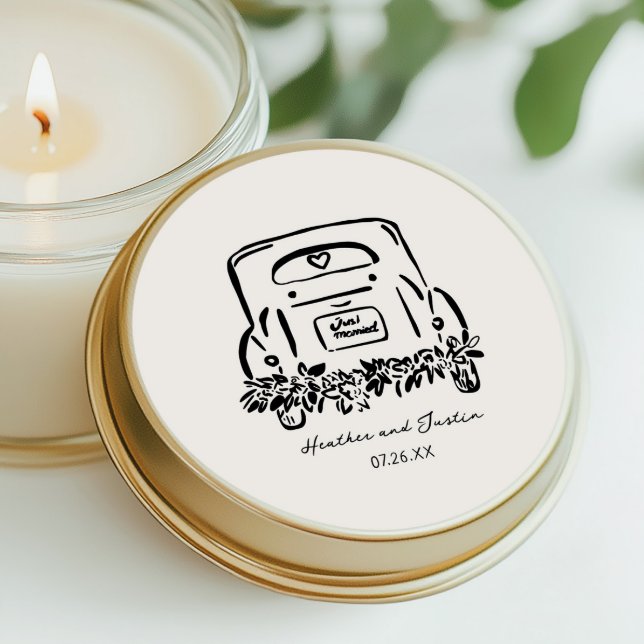 Pegatina Redonda Solo favores de casamiento personalizado de coche  (Subido por el creador)