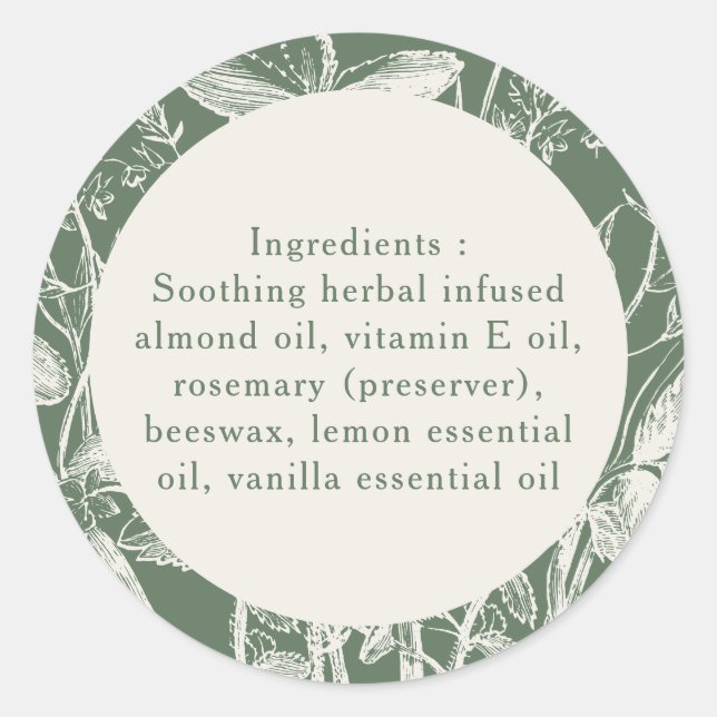 Pegatina Redonda Sólo Ingredientes Sage Green Small Product Persona (Anverso)