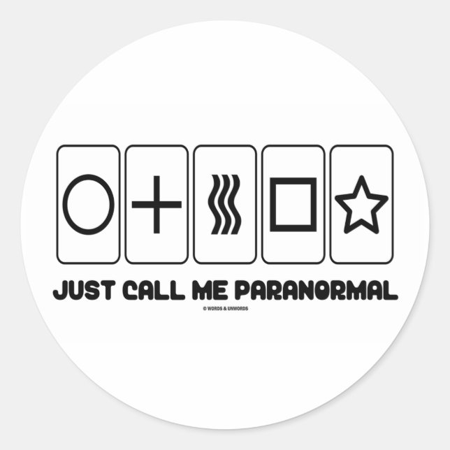 Pegatina Redonda Sólo Llámame Paranormal (Tarjetas Zener) (Anverso)