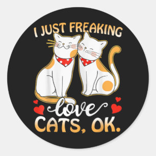 Pegatina Redonda Sólo me canso los gatos de amor... bueno, hombres