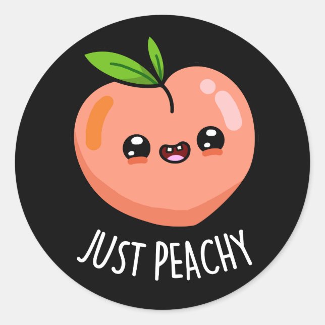 Pegatina Redonda Solo Peachy Funny Peach Pun Dark BG (Anverso)