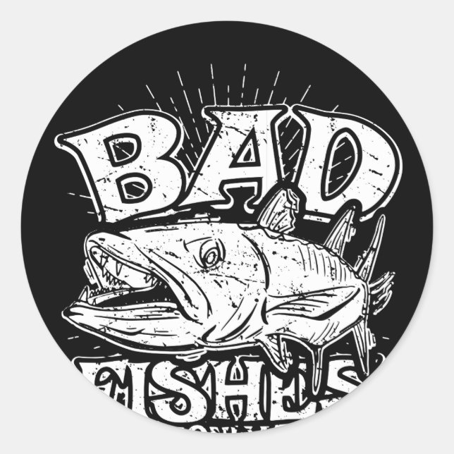 Pegatina Redonda Sólo peces malos, gráfico de Barracuda (Anverso)