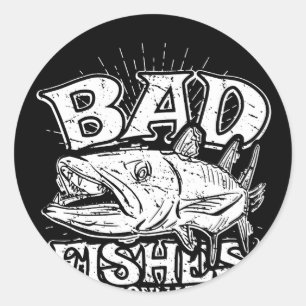 Pegatina Redonda Sólo peces malos, gráfico de Barracuda