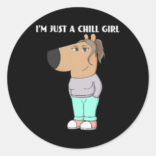 Pegatina Redonda Solo soy un niño Chica Meme Gracioso 2