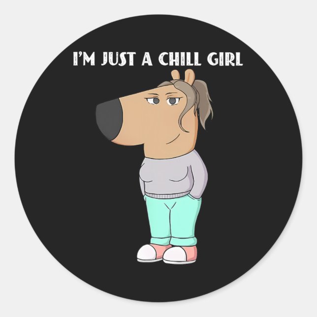 Pegatina Redonda Solo soy un niño Chica Meme Gracioso 2 (Anverso)