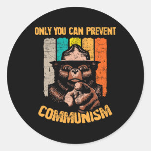 Pegatina Redonda Solo tú puedes prevenir el comunismo Oso divertido