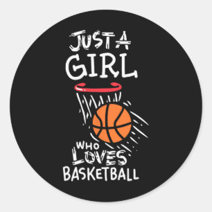 Pegatina Redonda Solo un chica al que le encanta jugar al baloncest