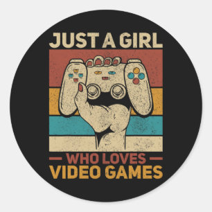 Pegatina Redonda Solo un Chica al que le encanta la ropa de juegos 