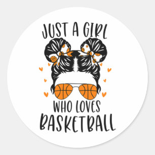 Pegatina Redonda Solo un Chica al que le gusta el baloncesto 5
